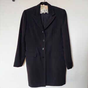 Women's Long-sleeved Classic Pea Coat/Long Blazer, Black, Size 4